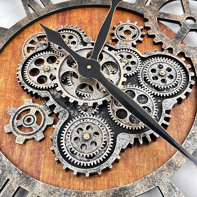 The B-Style 36" Large Moving Gear Wall Clock Oversized Vintage Farmhouse Wall