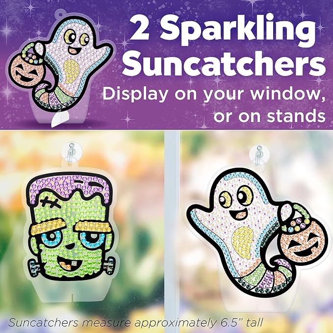 Creativity for Kids Halloween Big Gem Diamond Painting Kit | Create 13 Spooky Stickers & 2 Suncatchers with 1000+ Colorful Gems | Fun for Parties, Gifts & Seasonal Décor (Ages 6+)