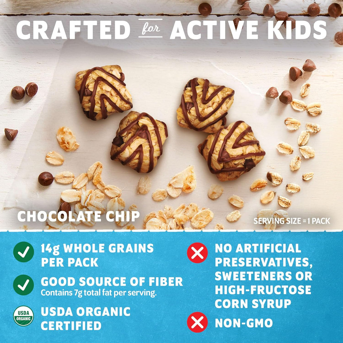 Zbar Oat Bites - Chocolate Chip - Baked Oat Energy Granola Bites - USDA Organic Snacks for Kids - 14g Whole Grains (6 Snack Packs)