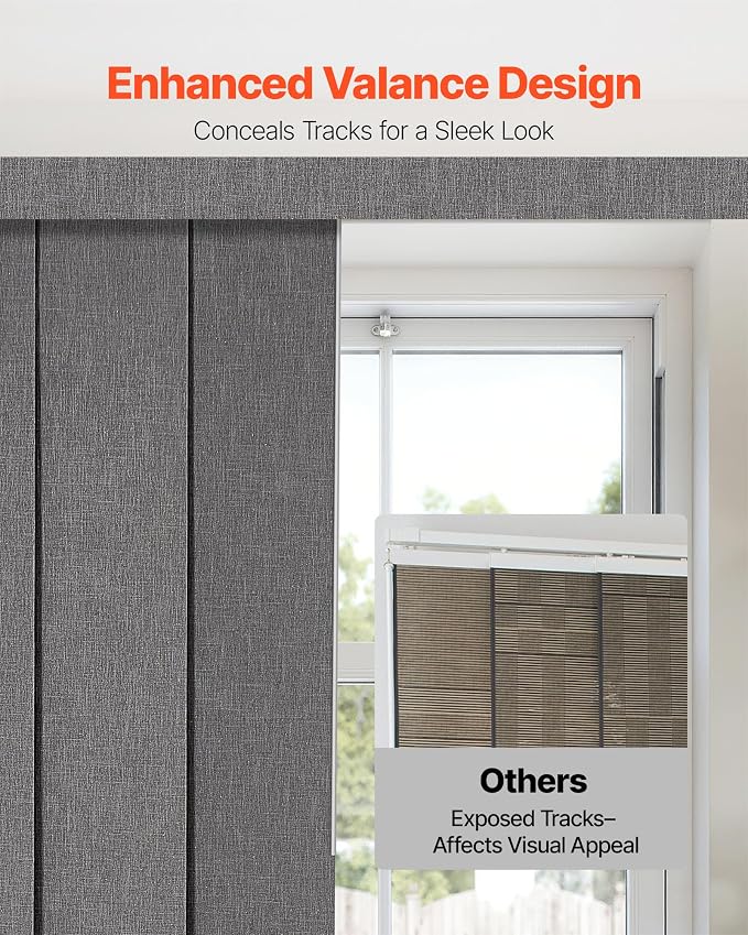 VEVOR Panel Track Blinds, Extendable Track from 45.8 in to 86 in W, Trimmable