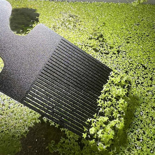 Aquarium Duckweed Removal Tool, 6.5 x 3 inch Floating Plant Comb Spatula, Aquatic Tank Cleaning Tool (Black)