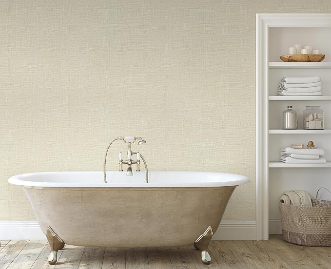 Guvana Grasscloth Peel and Stick Wallpaper Cream Textured Contact Paper Modern