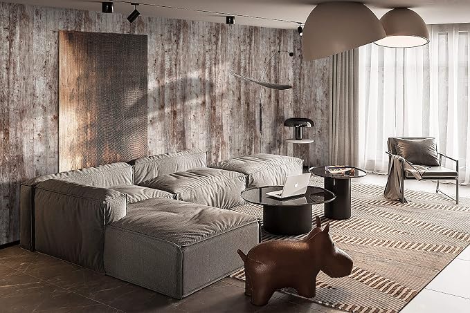 Dimoon 236"x17.7" Wood Stick and Peel Wallpaper Dark Grey Brown Wood Contact