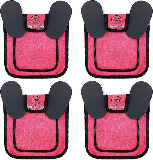 DOWN UNDER OUTDOORS 4 Pack Medium-Large Saddles with Adjustable Straps, Poultry Saver, Protector, Apron, Supplies, Care Products (Pink)