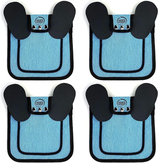 DOWN UNDER OUTDOORS 4 Pack Medium-Large Saddles with Adjustable Straps, Poultry Saver, Protector, Apron, Supplies, Care Products (Blue)