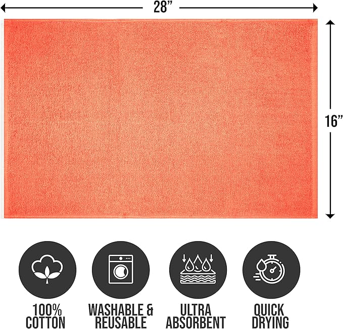 Softolle Salon Towels – Pack of 24 (16"x27") 100% Cotton Ring Spun (Not Bleach Proof) Ultra Soft, Highly Absorbent Hand Towels – Bulk for Spa, Gym & Salon (Coral)