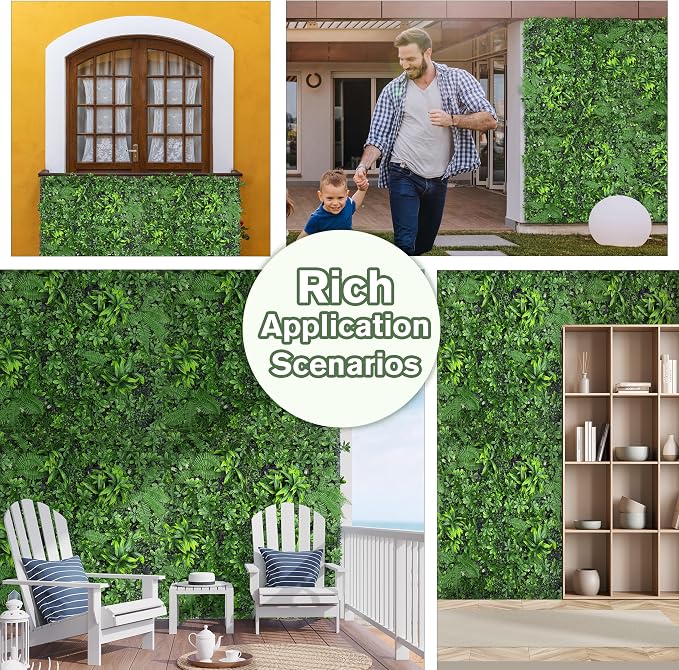 Artificial Green Boxwood Grass Wall Roll: 40"x120" UV Protected Ivy Privacy