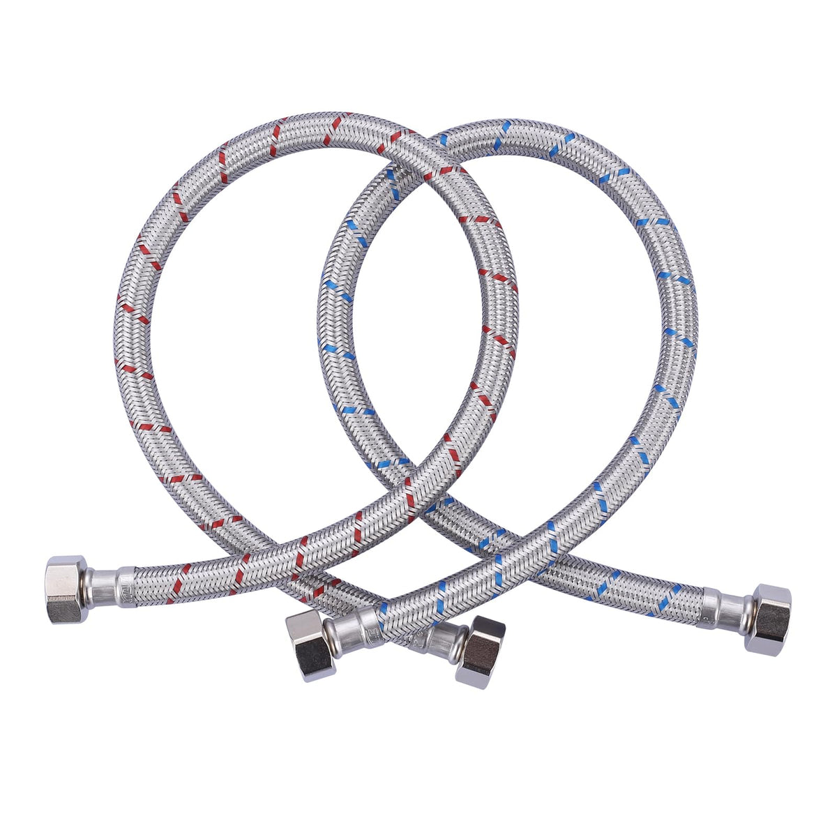 ARCORA 72-Inch Faucet Hose 1/2 to 1/2 | Braided Stainless Steel Supply Lines, cUPC Certified, 1 Pair