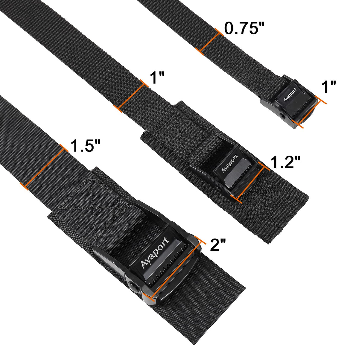 Ayaport 1.5in x 8ft Cam Buckle Tie Down Straps – 4 Pack