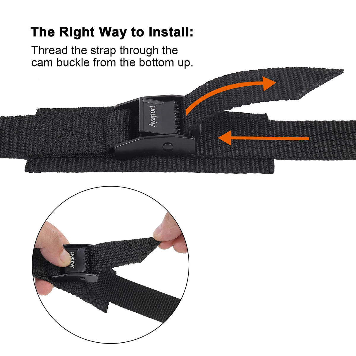 Ayaport Lashing Straps with Buckles – 4 Pack, 16 ft Cam Buckle Tie Down Straps, Black