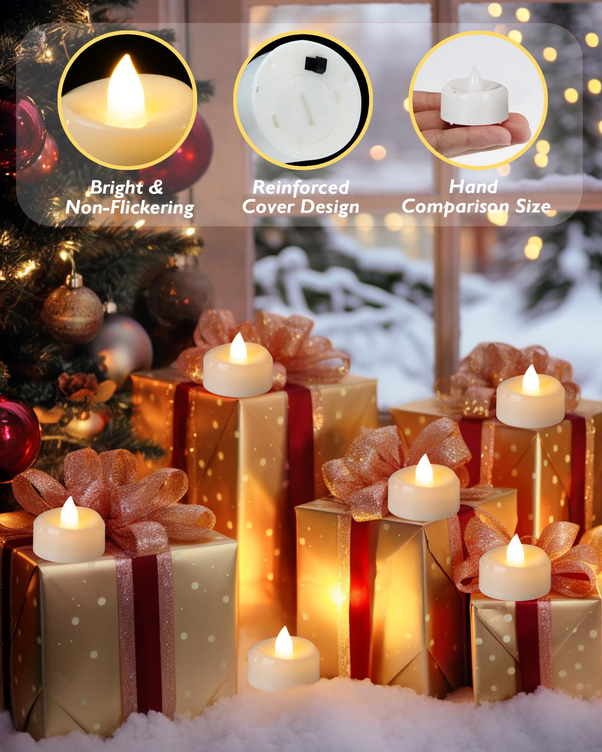BEICHI Flameless Tea Lights – 100 Pack Warm White LED Candles for Weddings & Home