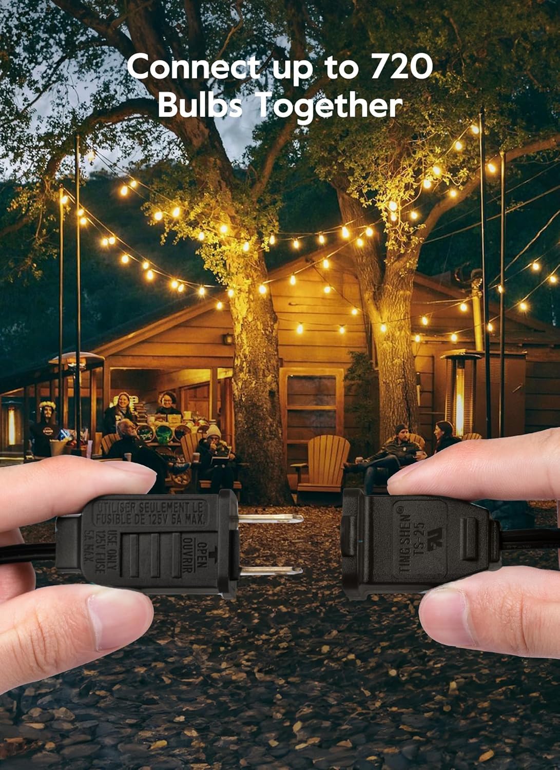 Brightown 25ft Outdoor String Lights – 12+1 G40 LED, Shatterproof, IP65, Dimmable & Connectable
