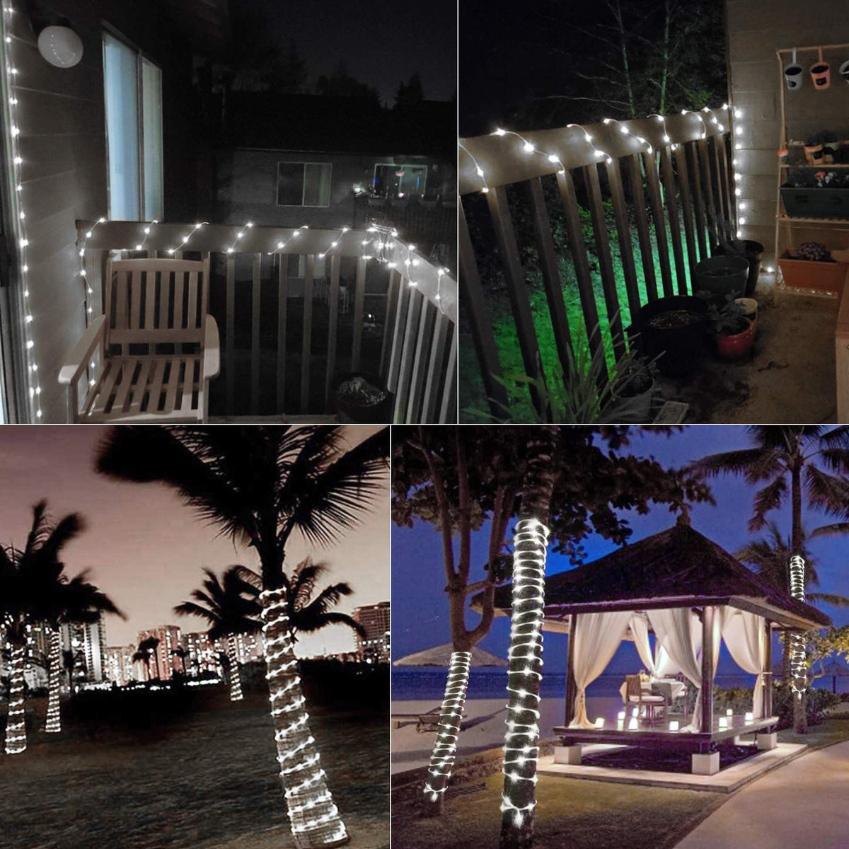 Brightown Solar Rope Lights 72ft – 200 LEDs, 8 Modes, Waterproof Copper Wire Outdoor Lights