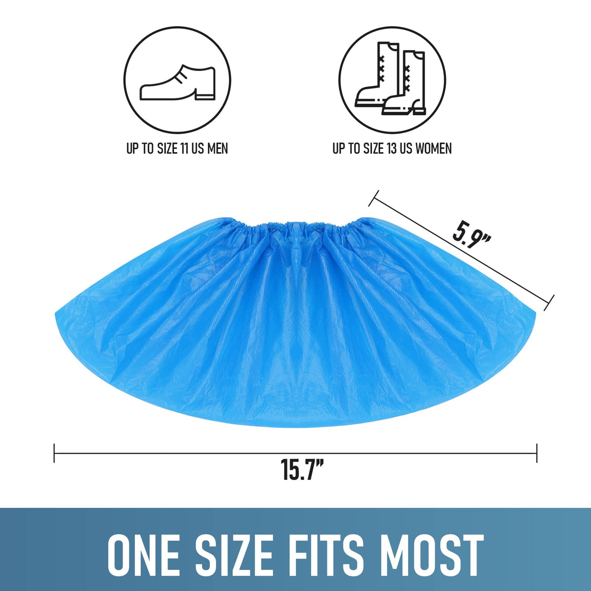Buself Shoe Covers Disposable Non Slip – 200 Pack (100 Pairs), Waterproof, Recyclable, One Size (Blue)