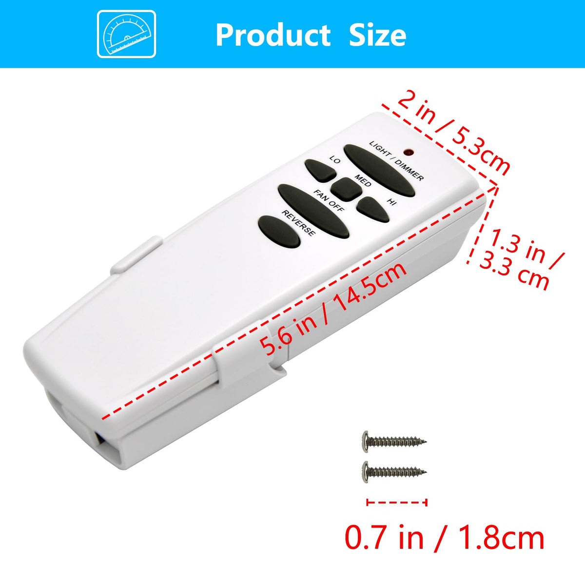 CENMING Replacement Remote for Hampton Bay Hunter Ceiling Fans – 303.9MHz, Reverse Light Dimmer, Wall Mount (Remote Only)