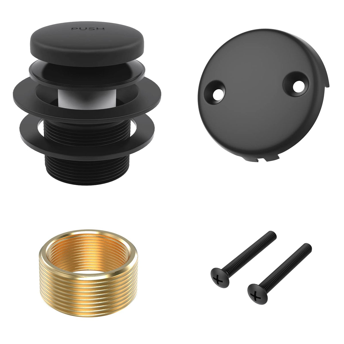 Citymoor Matte Black Bath Tub Drain & Overflow Kit – Universal All-Metal Tip-Toe
