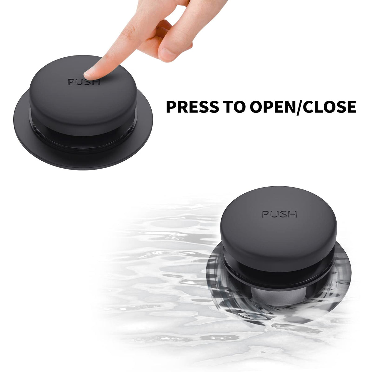 Citymoor Matte Black Bath Tub Drain & Overflow Kit – Universal All-Metal Tip-Toe