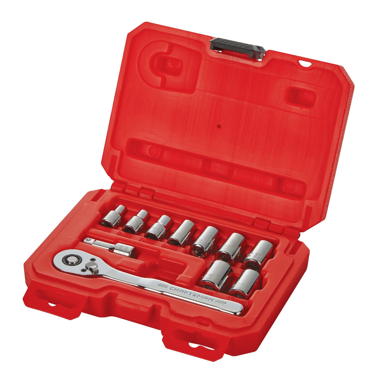 CRAFTSMAN 11-Pc Metric Mechanics Tool Set – 1/4 in Drive, 72-Tooth Ratchet