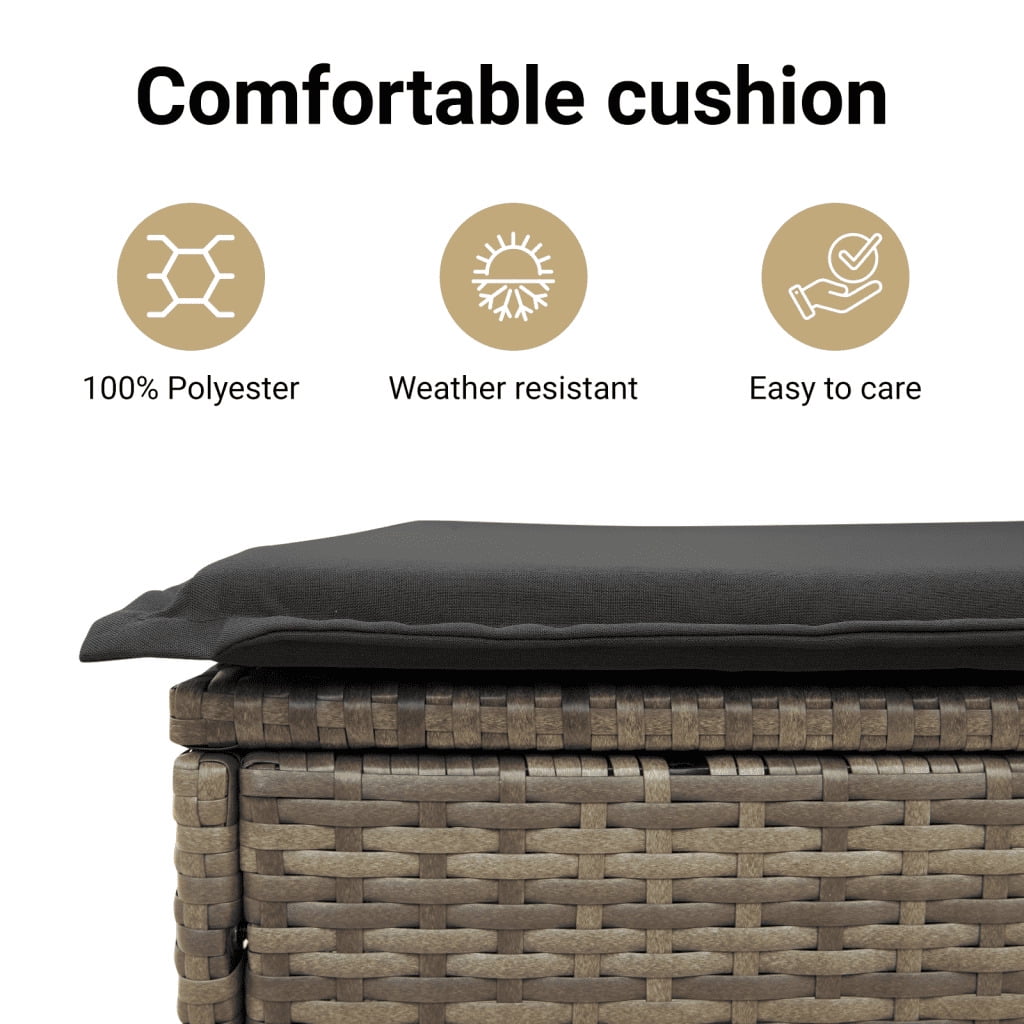 vidaXL Garden Sofa Set Grey PE rattan 9 Piece Set Adjustable Armrests