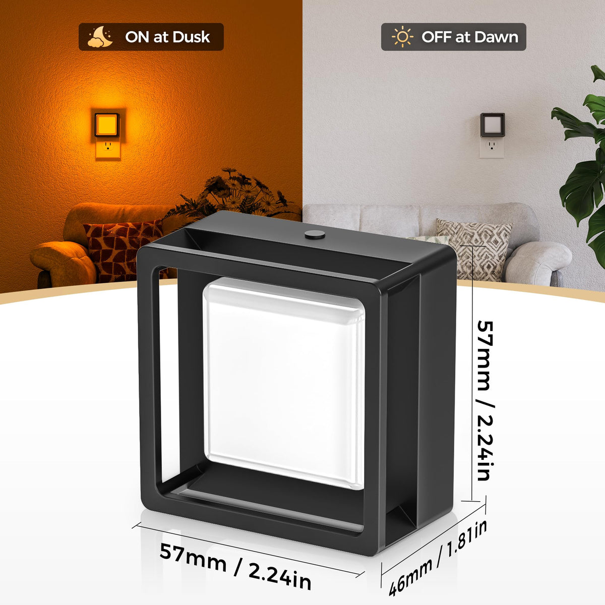 DORESshop LED Night Light 2-Pack with Dusk-to-Dawn Sensor, Dimmable 0-60lm, 3CCT – Plug-in Wall Lights
