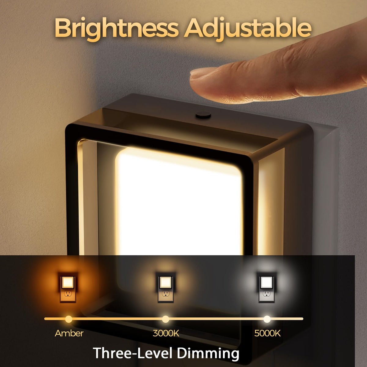 DORESshop LED Night Light 2-Pack with Dusk-to-Dawn Sensor, Dimmable 0-60lm, 3CCT – Plug-in Wall Lights