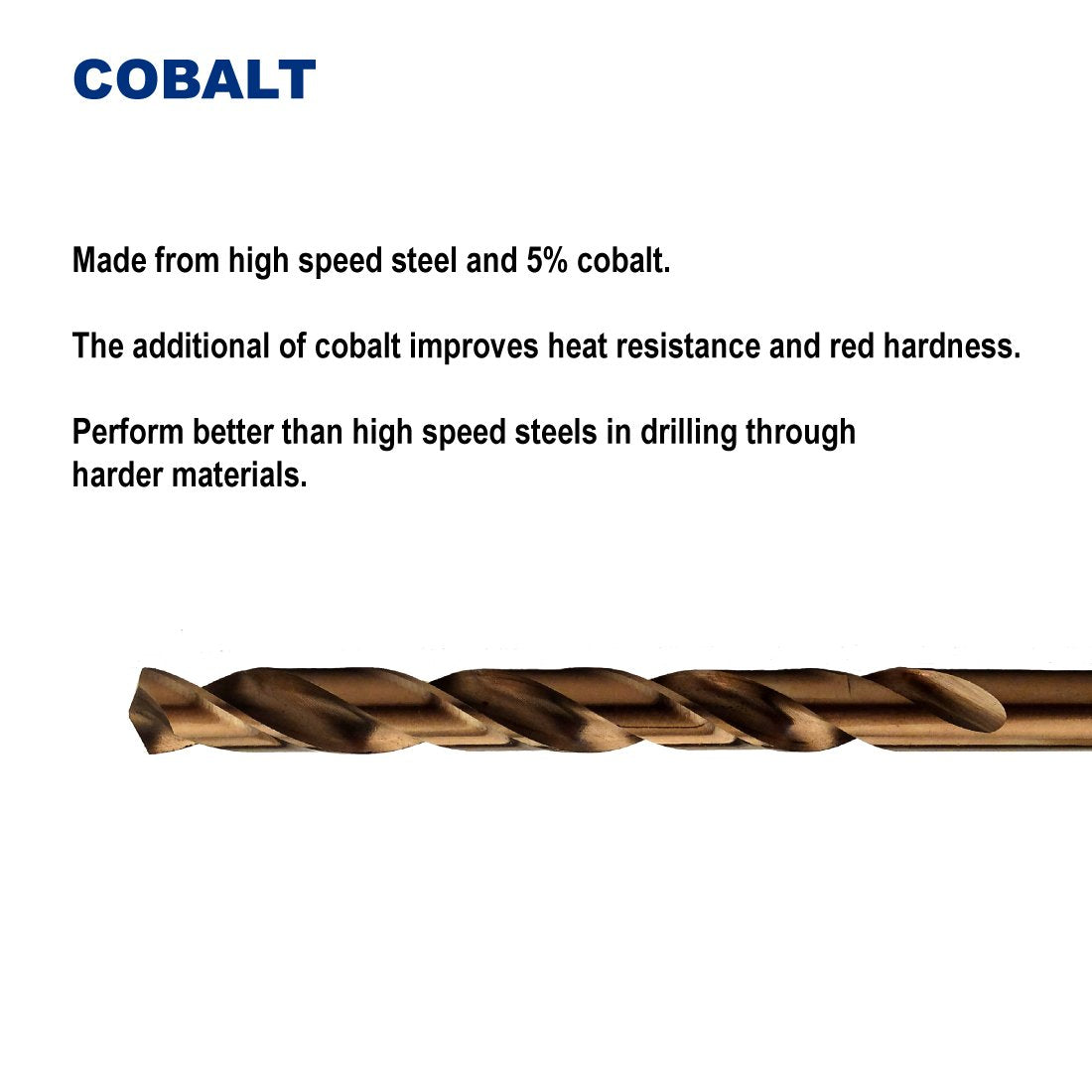 Drill Hulk 9/32-Inch Cobalt Drill Bits – M35, Jobber Length, Pack of 6