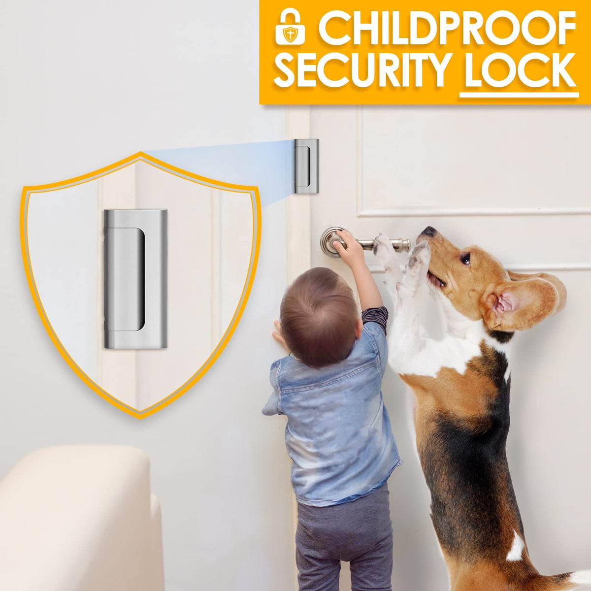 EverPlus Home Security Door Lock – 2-Pack Childproof Reinforcement, 3-Inch Stop, 800 lbs Withstand, For Top Front Inward Swinging Doors