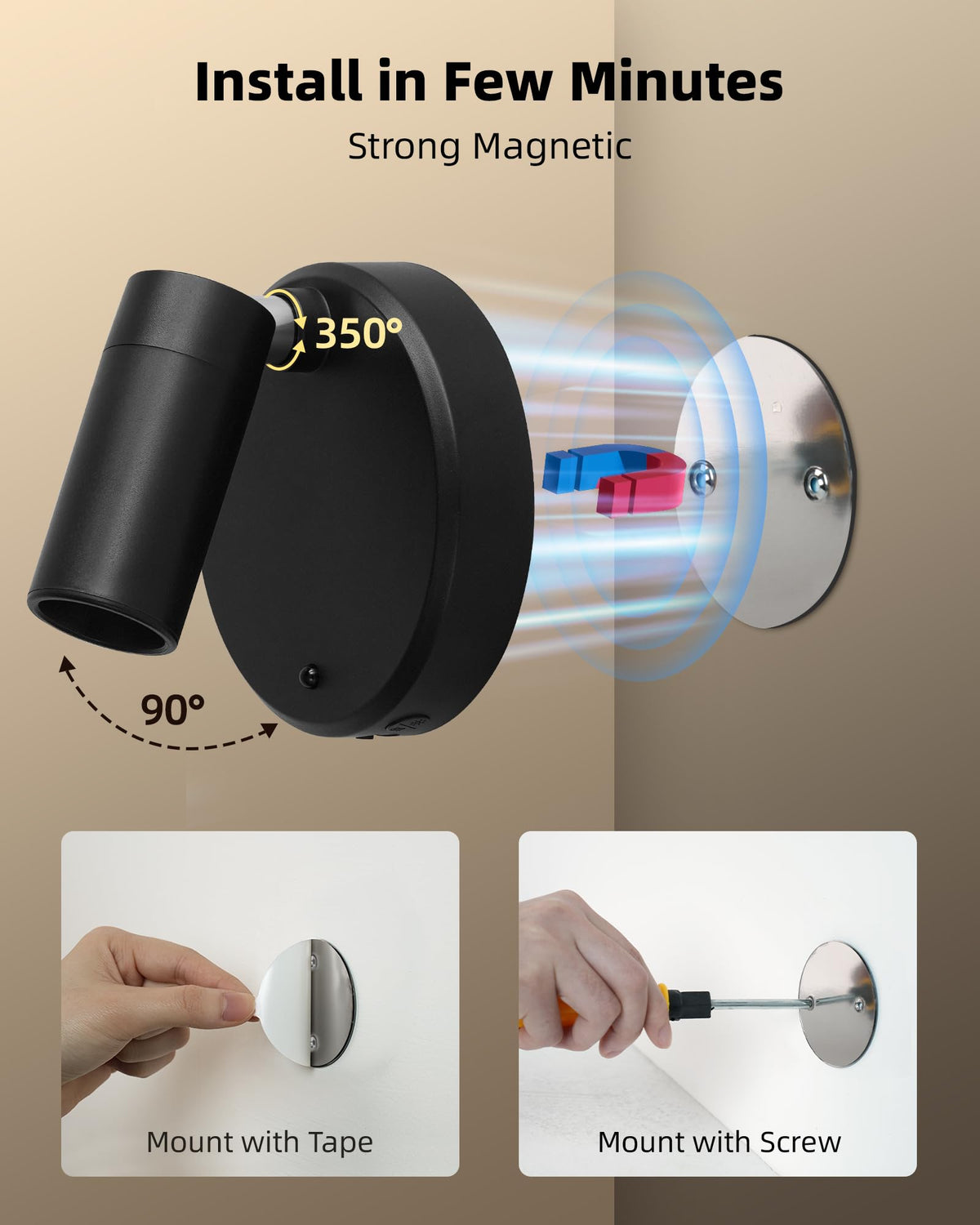 EZVALO Wireless LED Spotlight Indoor – Rechargeable 5500mAh, 3-CCT, Remote