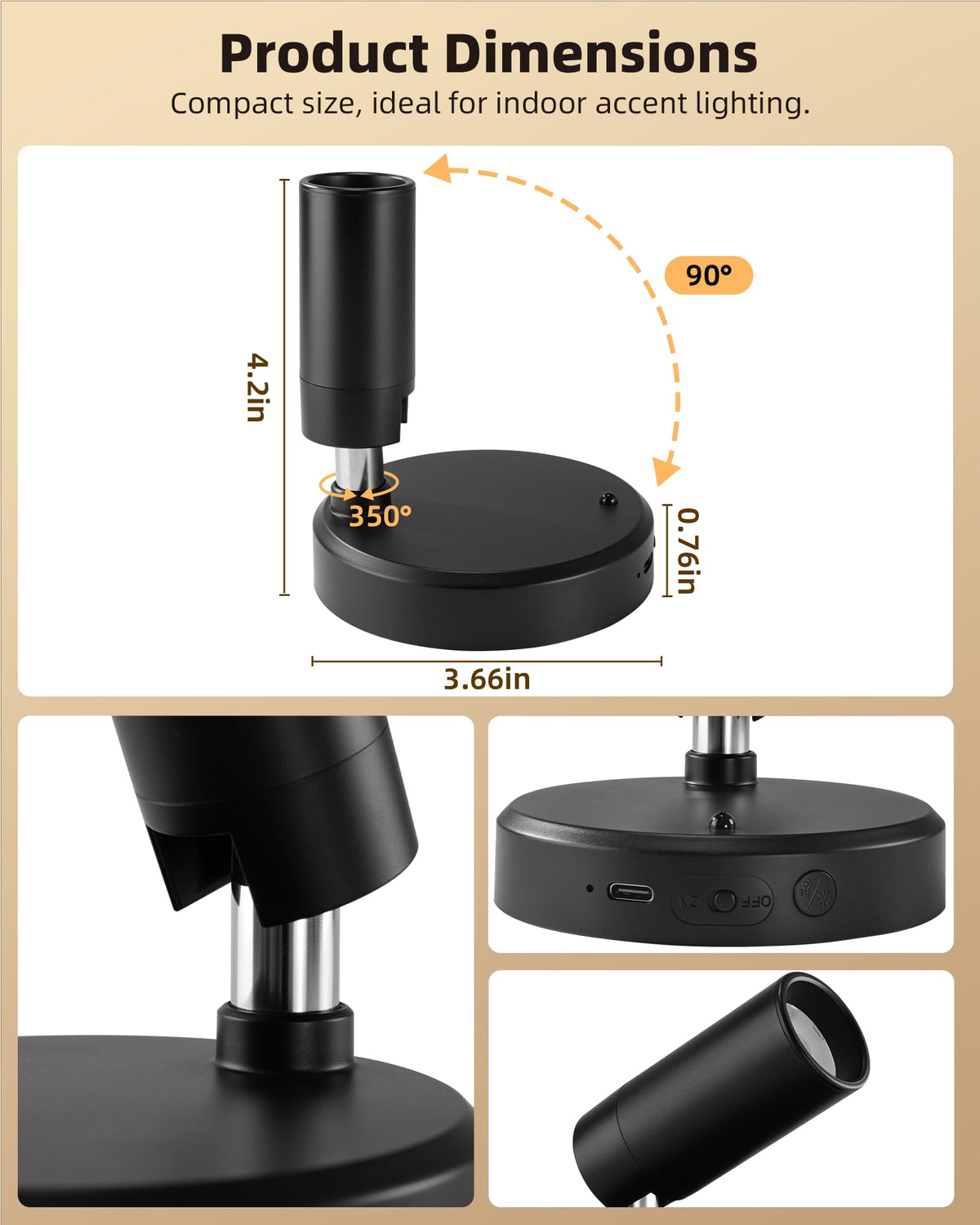 EZVALO Wireless LED Spotlight Indoor – Rechargeable 5500mAh, 3-CCT, Remote