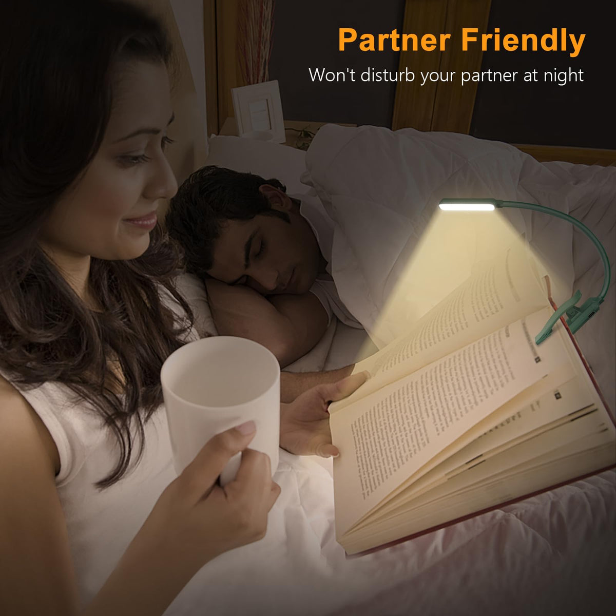 Gritin 9 LED Rechargeable Book Light - Eye-Caring, 3 Color Temps, Stepless Dimming, 80h Runtime, Clip-On (Green)