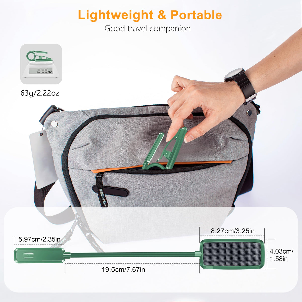 Gritin 9 LED Rechargeable Book Light - Eye-Caring, 3 Color Temps, Stepless Dimming, 80h Runtime, Clip-On (Green)