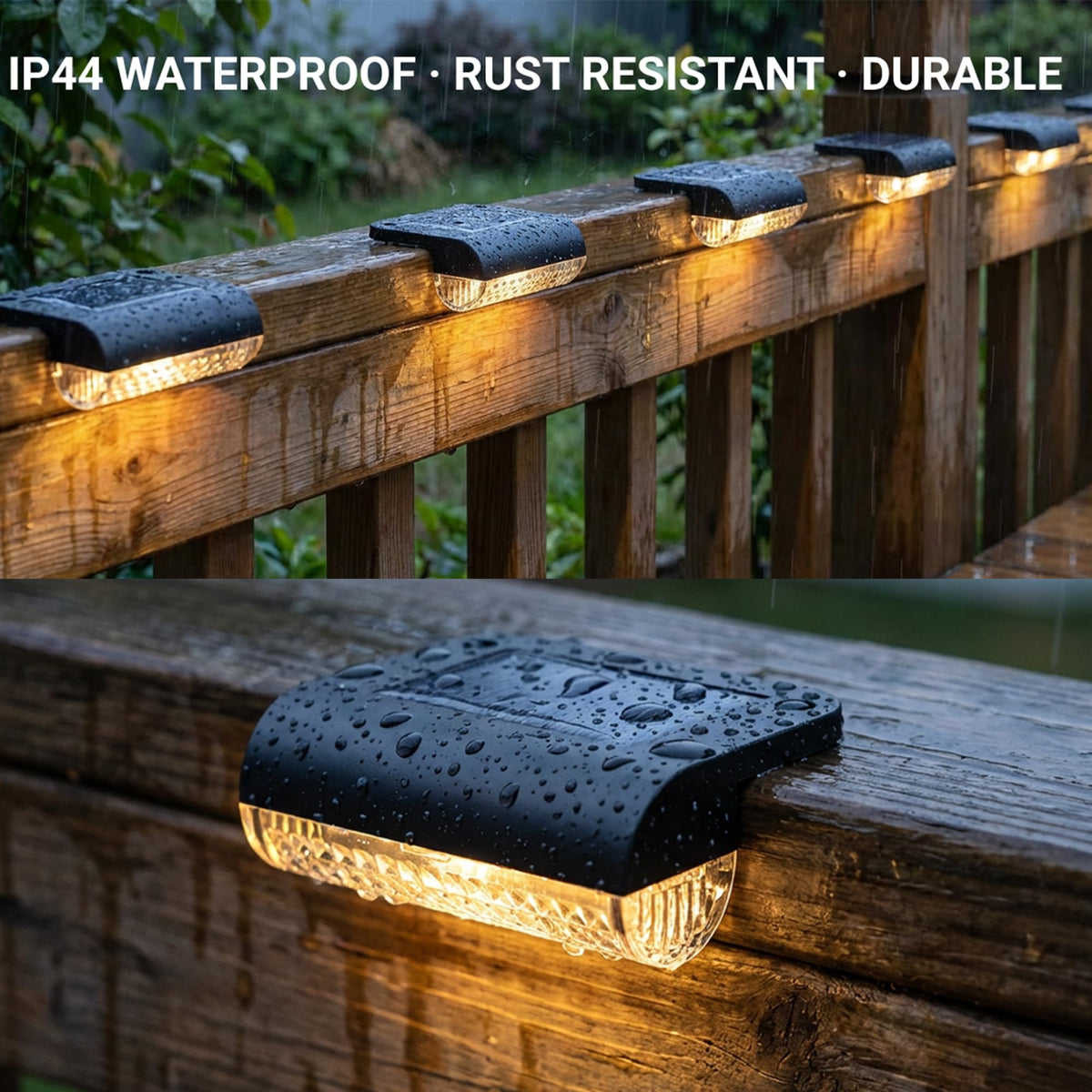 Herzila Solar Step Lights Outdoor – 12-Pack, 3000K Warm White, Auto Dusk-to-Dawn