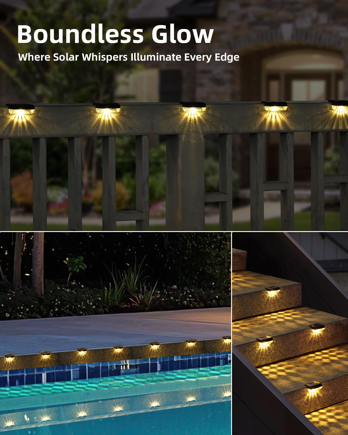 Herzila Solar Step Lights Outdoor – 12-Pack, 3000K Warm White, Auto Dusk-to-Dawn