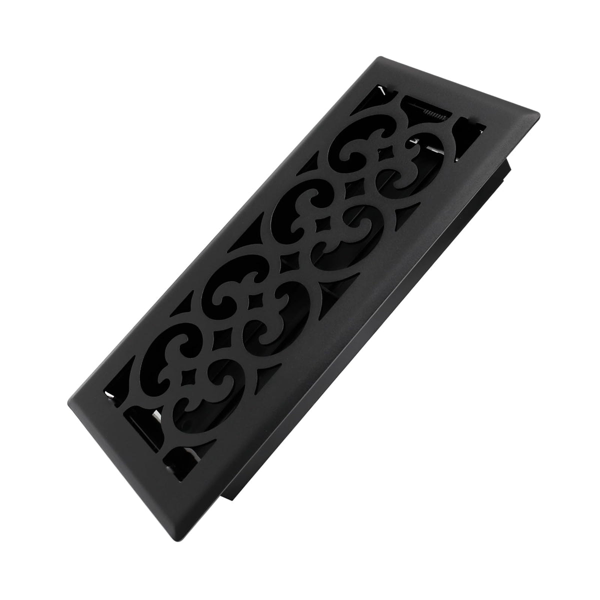 Howeall 4x10 Inches Heavy Duty Floor Register – Charlotte Design Matte Black | Adjustable Damper Floor Vent