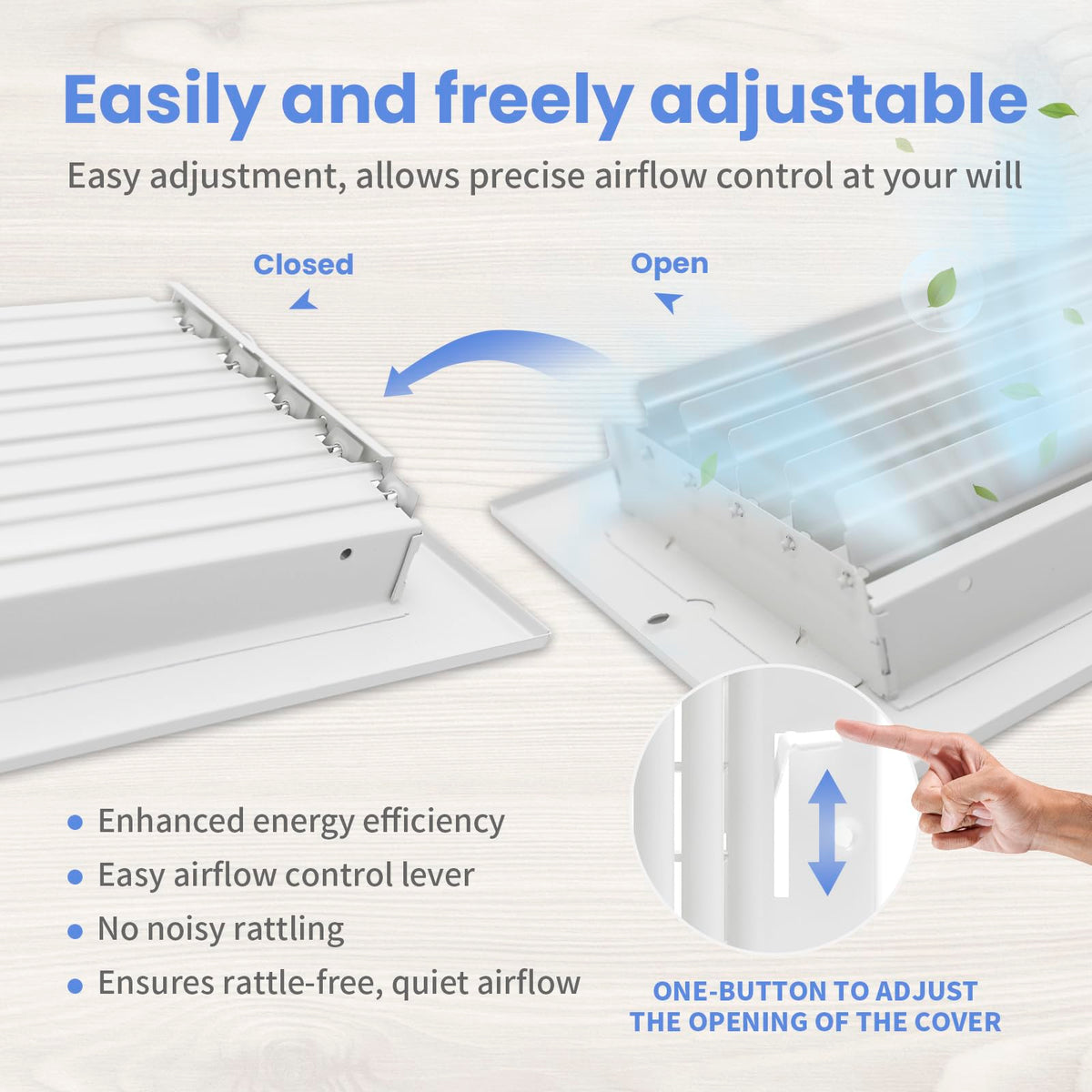 Howeall 14 x 4 Inch Duct Opening Air Vent Covers – Adjustable 2-Way Steel Wall/Ceiling Register