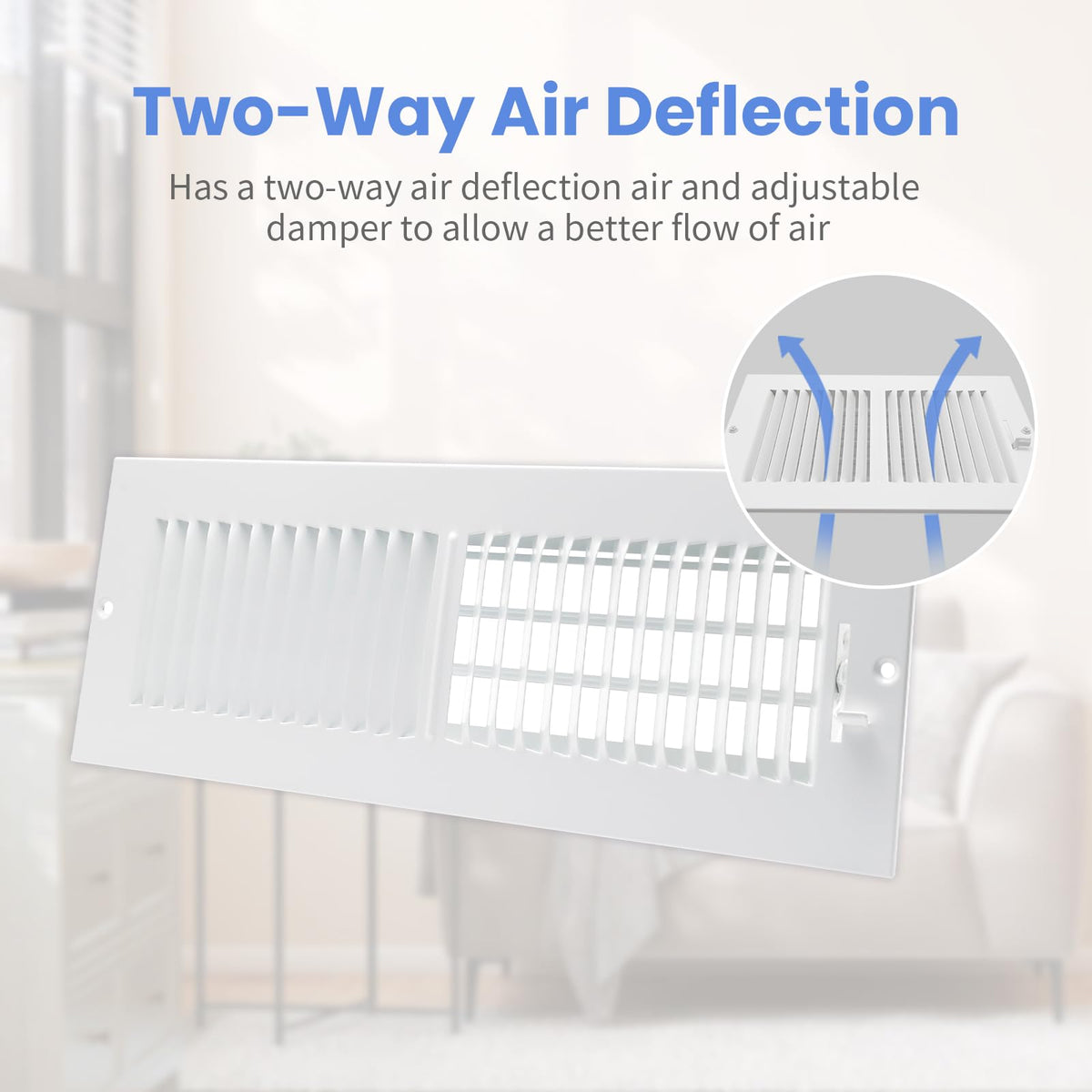 Howeall 14 x 4 Inch Duct Opening Air Vent Covers – Adjustable 2-Way Steel Wall/Ceiling Register