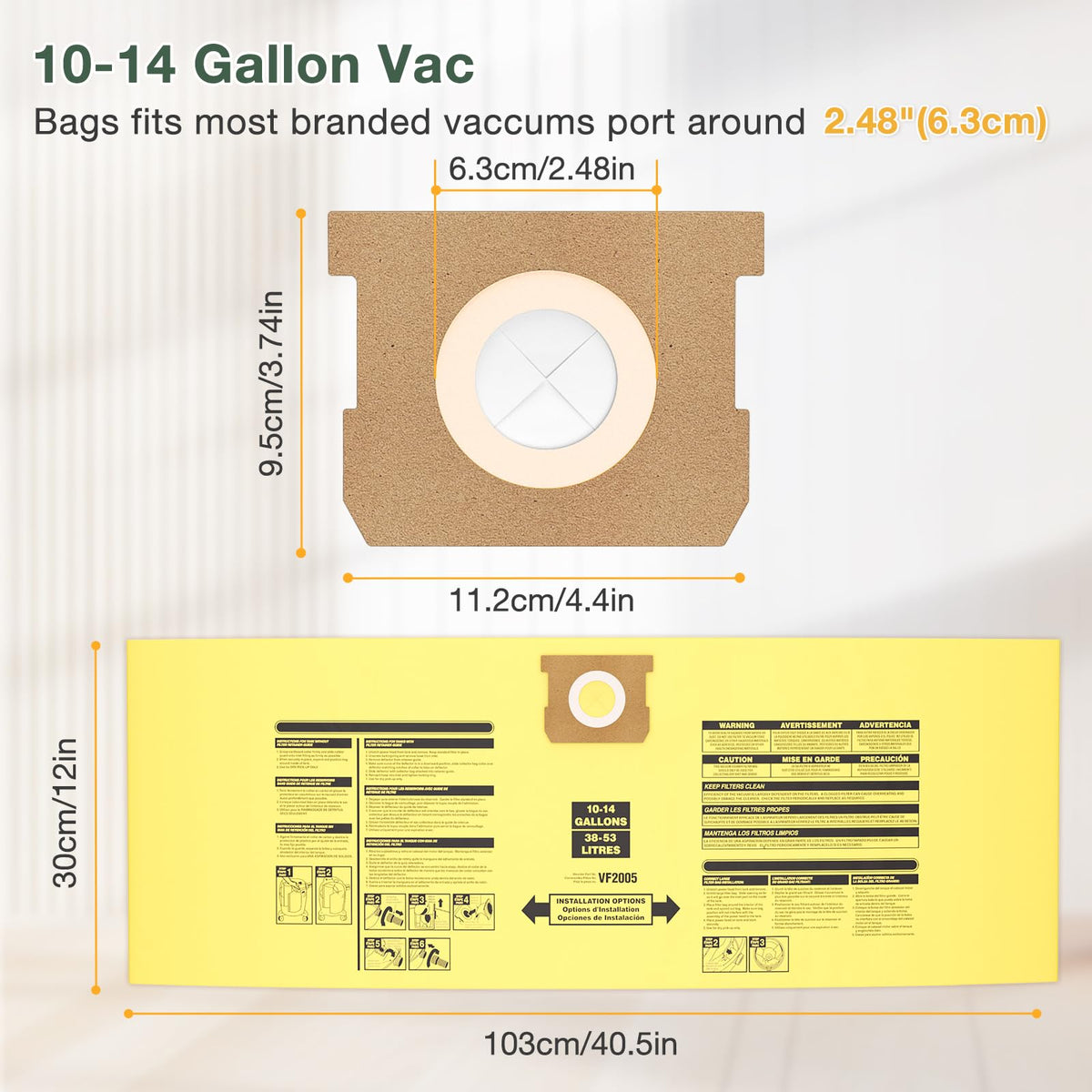 Isinlive 10-14 Gallon Vacuum Bags – 10-Pack, Type F & I Compatible