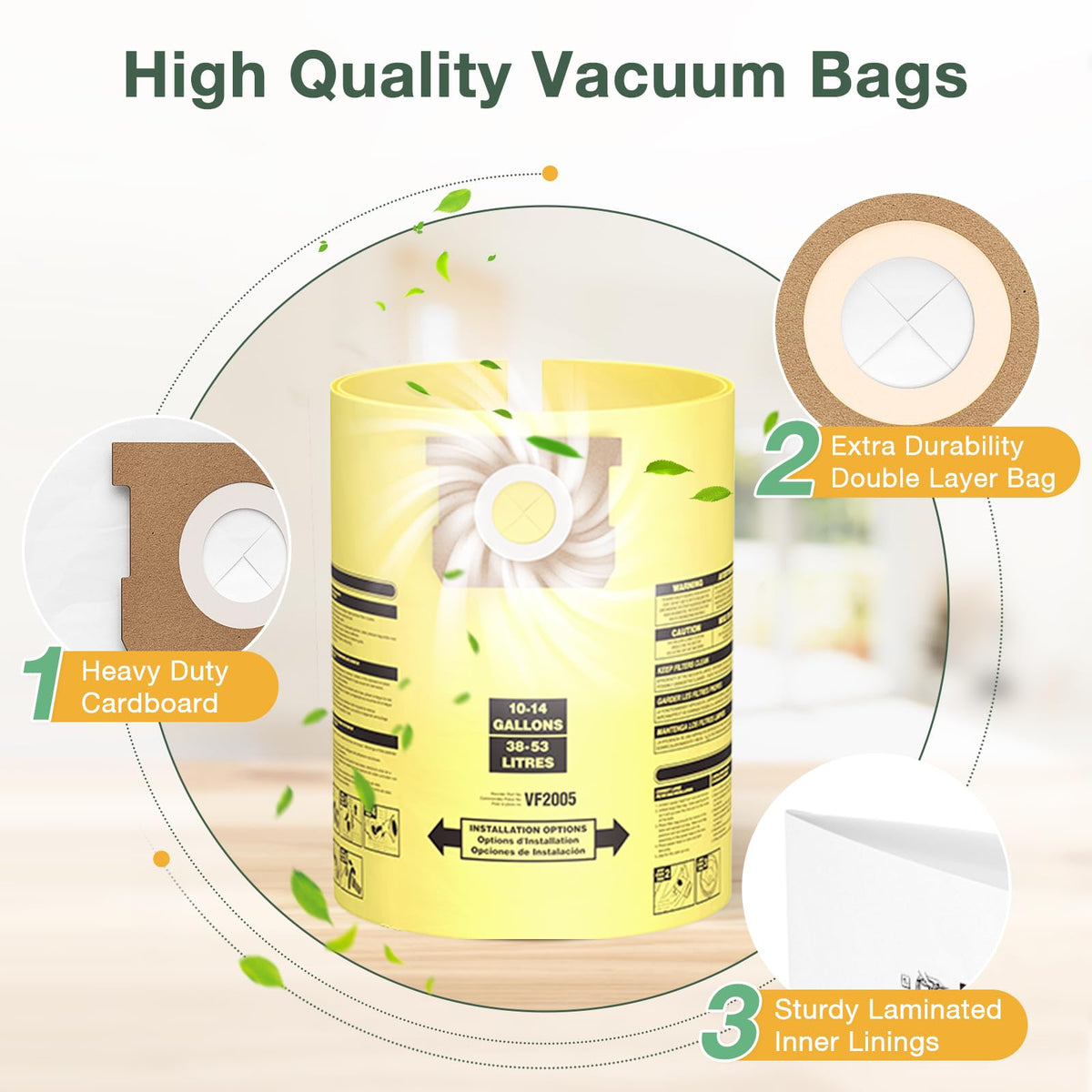 Isinlive 10-14 Gallon Vacuum Bags – 10-Pack, Type F & I Compatible