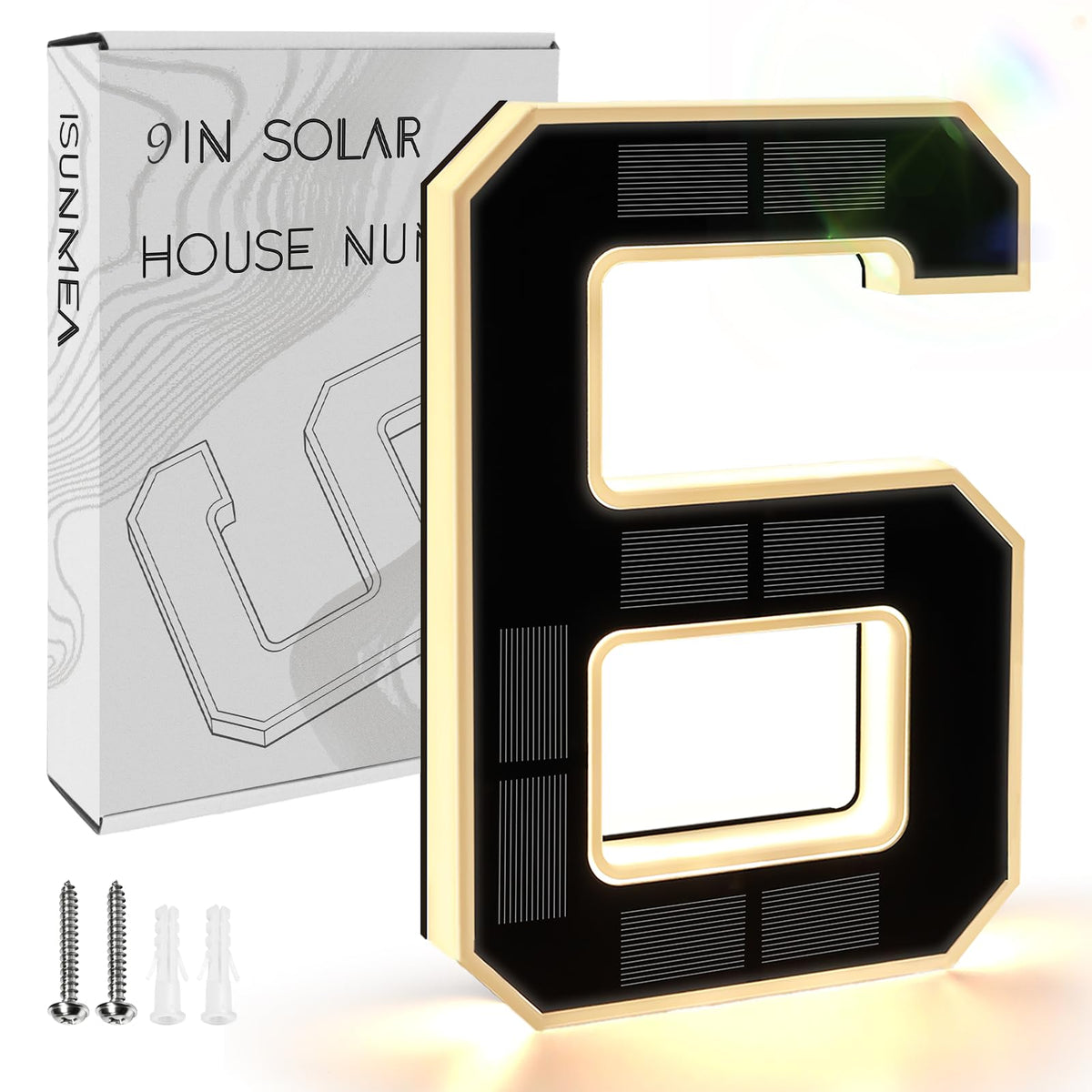 ISUNMEA 9-Inch Solar Lighted House Numbers – Waterproof LED Address Sign