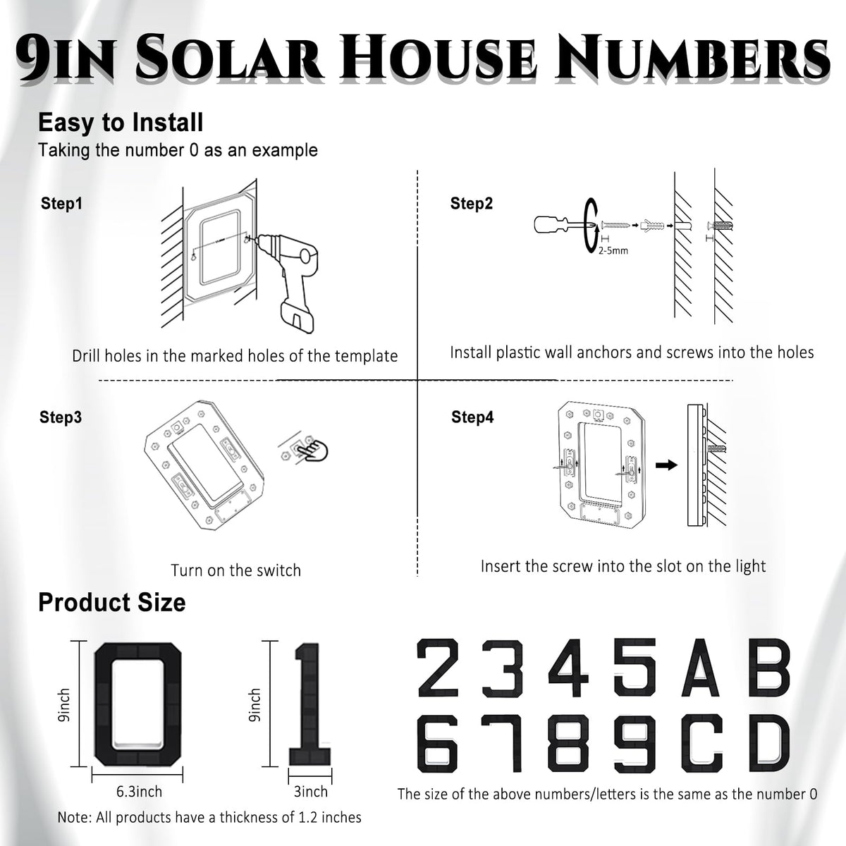 ISUNMEA 9-Inch Solar Lighted House Numbers – Waterproof LED Address Sign