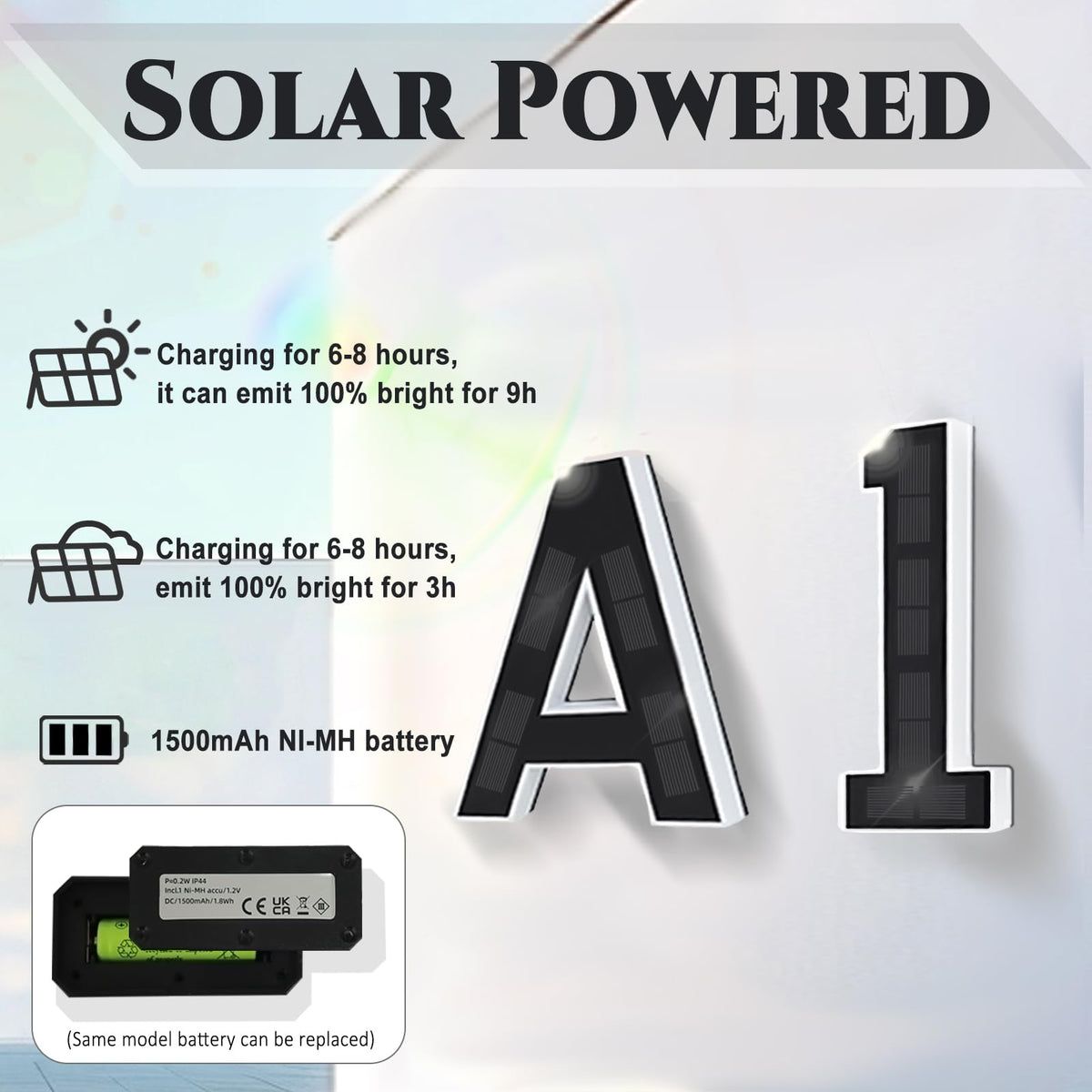 ISUNMEA 9-Inch Solar Lighted House Numbers – Waterproof LED Address Sign