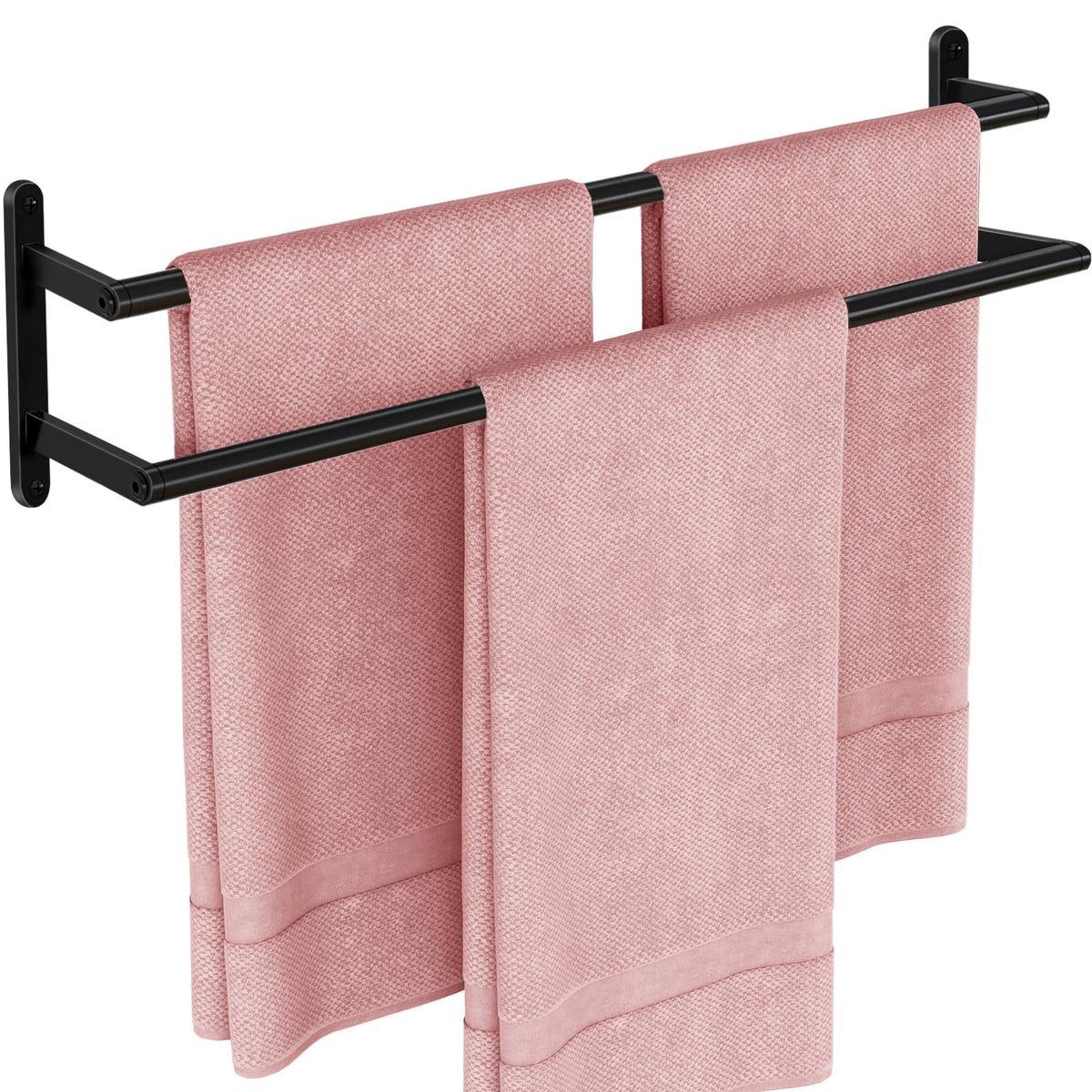 JIAPAIDUO Double Towel Bar – 24-Inch Matte Black Wall Mount, Stainless Steel