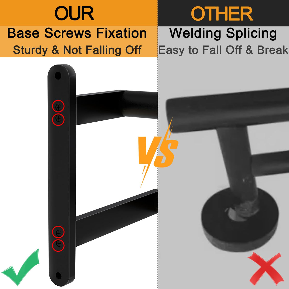 JIAPAIDUO Double Towel Bar – 24-Inch Matte Black Wall Mount, Stainless Steel