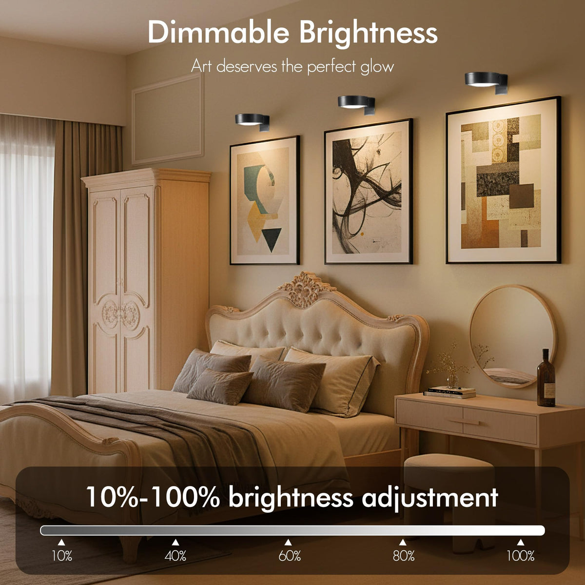 Kandicyar 3-Pack Picture Lights – Rechargeable LED Wall Lights with Remote, 3 CCT, Dimmable & Timer