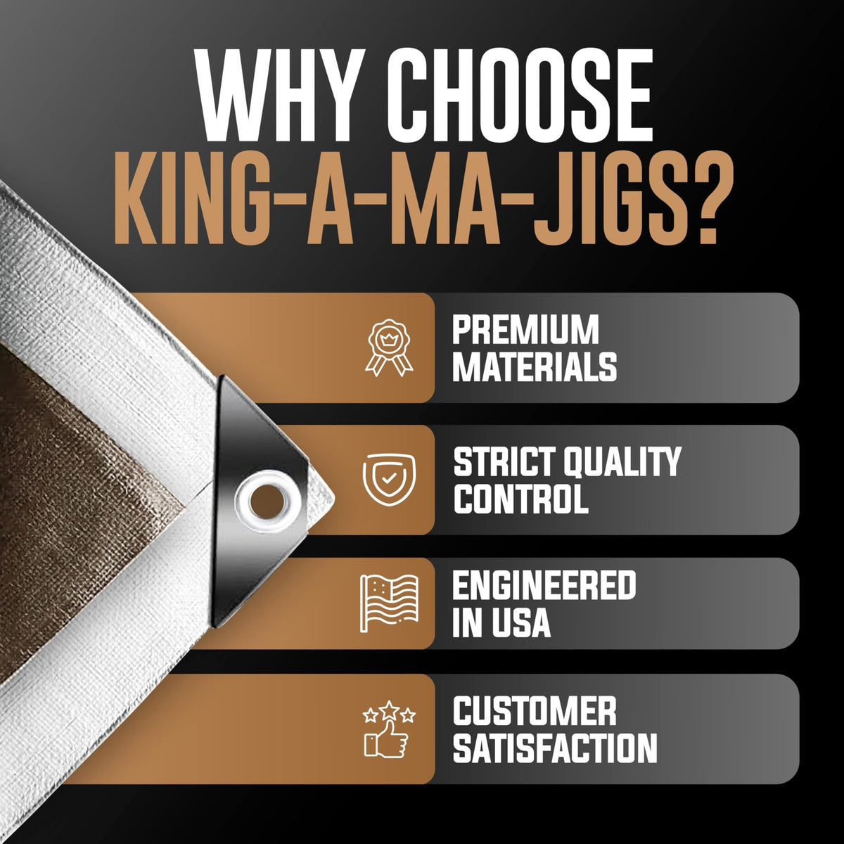 KING-A-MA-JIGS 10x10 Heavy Duty Tarp – Waterproof, UV Treated, 10 Mil, Tear & Fade Resistant with 18" Grommets