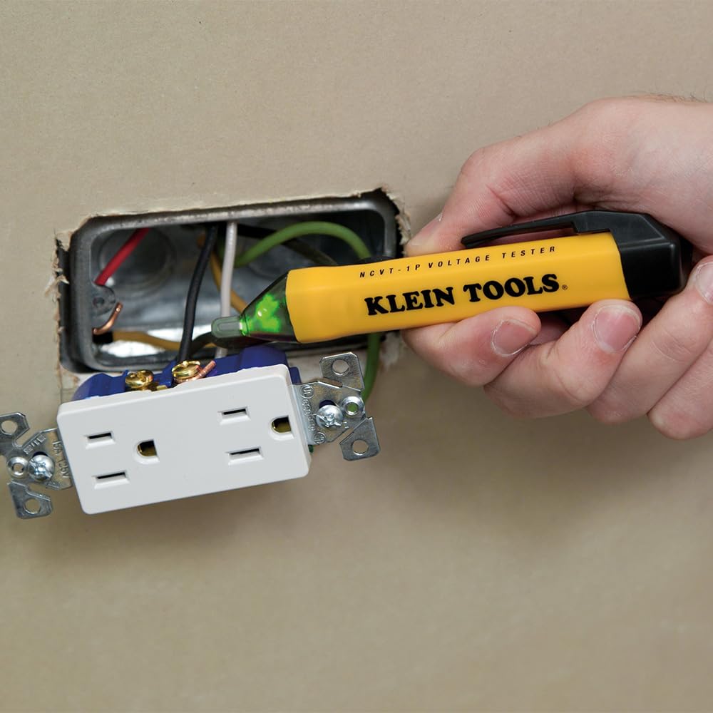 Klein Tools NCVT1P Non-Contact Voltage Tester | 50–1000V AC, LED Alarm, Pocket Clip