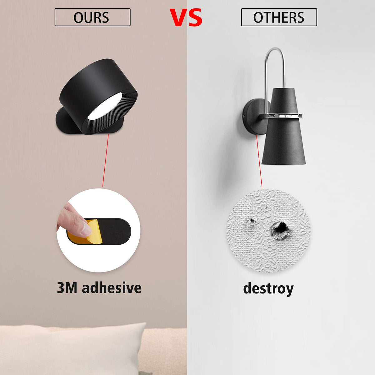 Koopala LED Reading Lights – Wall Sconces, 3 Color Temps, 3 Brightness Levels