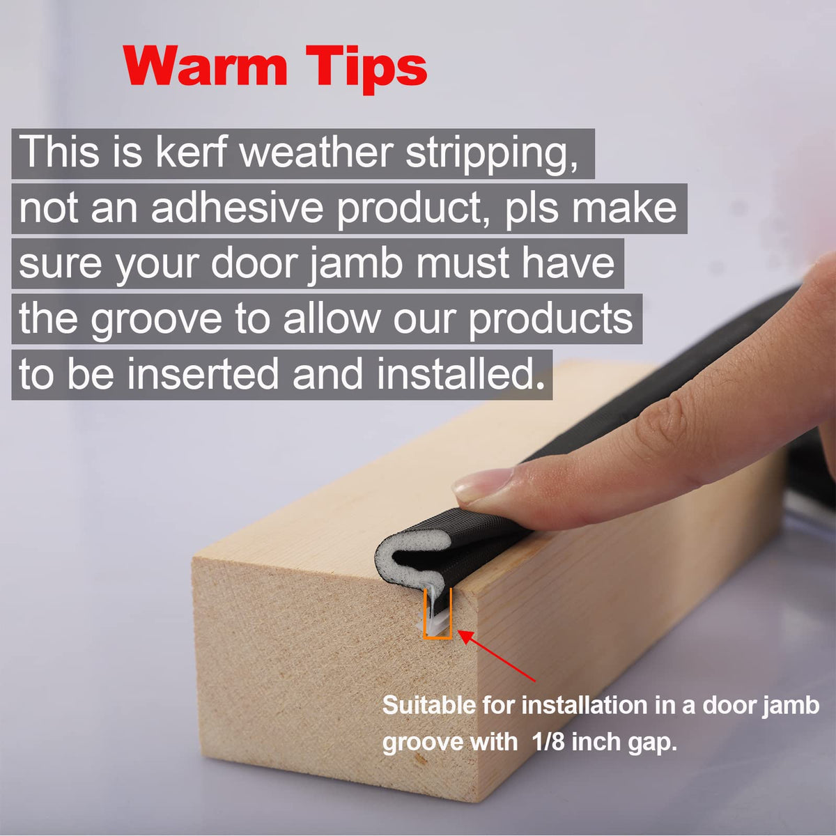Litaibai 40ft Kerf Door Weather Stripping for Grooved Doors | Easy Install & Tight Seal