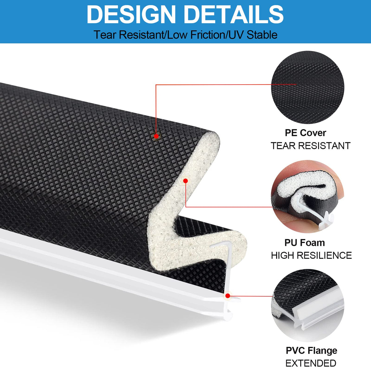 Litaibai 40ft Kerf Door Weather Stripping for Grooved Doors | Easy Install & Tight Seal