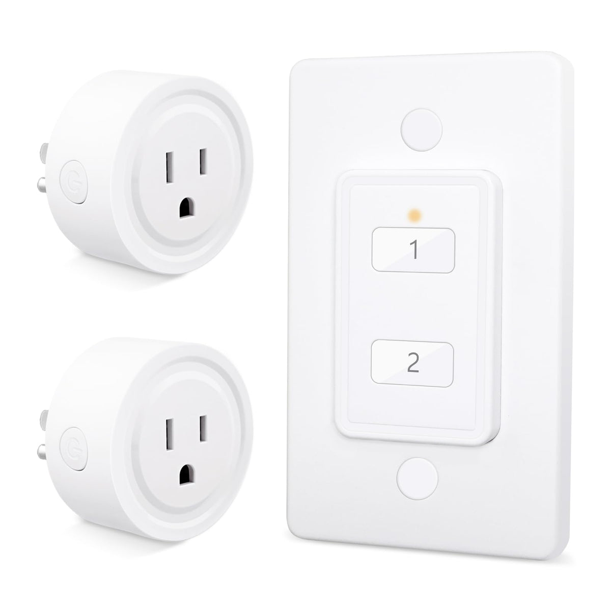LoraTap Mini Wireless Remote Control Outlet Plug Adapter (2 Pack) – 2-Channel, 915MHz Long Range, No Hub Needed, 10A/1100W, White